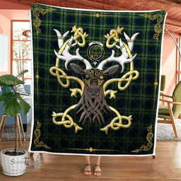 Scottish Swinton Clan Badge Tartan Celtic Deer - Tartan Plaid Quilt - Scottish Quilt Scottish Plaid Tartan Plaid - ScotsTee - scotstee.com