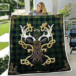 Scottish Swinton Clan Badge Tartan Celtic Deer - Tartan Plaid Quilt - Scottish Quilt Scottish Plaid Tartan Plaid - ScotsTee - scotstee.com