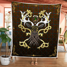 Scottish Seton Clan Badge Tartan Celtic Deer - Tartan Plaid Quilt - Scottish Quilt Scottish Plaid Tartan Plaid - ScotsTee - scotstee.com