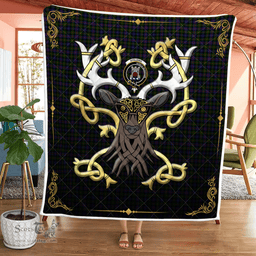 Scottish Spalding Clan Badge Tartan Celtic Deer - Tartan Plaid Quilt - Scottish Quilt Scottish Plaid Tartan Plaid - ScotsTee - scotstee.com