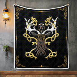 Scottish Spalding Clan Badge Tartan Celtic Deer - Tartan Plaid Quilt - Scottish Quilt Scottish Plaid Tartan Plaid - ScotsTee - scotstee.com
