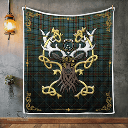 Scottish Walkinshaw Clan Badge Tartan Celtic Deer - Tartan Plaid Quilt - Scottish Quilt Scottish Plaid Tartan Plaid - ScotsTee - scotstee.com