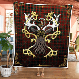 Scottish Stewart Of Appin Clan Badge Tartan Celtic Deer - Tartan Plaid Quilt - Scottish Quilt Scottish Plaid Tartan Plaid - ScotsTee - scotstee.com