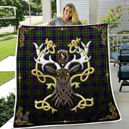 Scottish Whitefoord Clan Badge Tartan Celtic Deer - Tartan Plaid Quilt - Scottish Quilt Scottish Plaid Tartan Plaid - ScotsTee - scotstee.com
