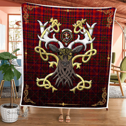 Scottish Murray Of Dysart Clan Badge Tartan Celtic Deer - Tartan Plaid Quilt - Scottish Quilt Scottish Plaid Tartan Plaid - ScotsTee - scotstee.com