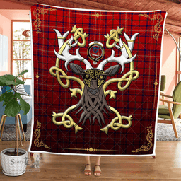 Scottish Rose Clan Badge Tartan Celtic Deer - Tartan Plaid Quilt - Scottish Quilt Scottish Plaid Tartan Plaid - ScotsTee - scotstee.com