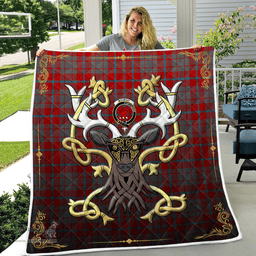 Scottish Moubray Clan Badge Tartan Celtic Deer - Tartan Plaid Quilt - Scottish Quilt Scottish Plaid Tartan Plaid - ScotsTee - scotstee.com