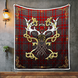 Scottish Moubray Clan Badge Tartan Celtic Deer - Tartan Plaid Quilt - Scottish Quilt Scottish Plaid Tartan Plaid - ScotsTee - scotstee.com