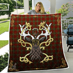 Scottish Langlands Clan Badge Tartan Celtic Deer - Tartan Plaid Quilt - Scottish Quilt Scottish Plaid Tartan Plaid - ScotsTee - scotstee.com