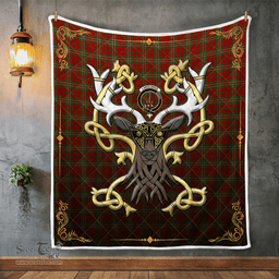 Scottish Langlands Clan Badge Tartan Celtic Deer - Tartan Plaid Quilt - Scottish Quilt Scottish Plaid Tartan Plaid - ScotsTee - scotstee.com