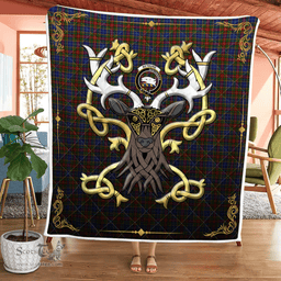 Scottish Bethune Clan Badge Tartan Celtic Deer - Tartan Plaid Quilt - Scottish Quilt Scottish Plaid Tartan Plaid - ScotsTee - scotstee.com