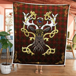 Scottish Bruce Clan Badge Tartan Celtic Deer - Tartan Plaid Quilt - Scottish Quilt Scottish Plaid Tartan Plaid - ScotsTee - scotstee.com