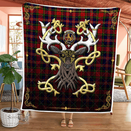 Scottish Macpherson Chief Clan Badge Tartan Celtic Deer - Tartan Plaid Quilt - Scottish Quilt Scottish Plaid Tartan Plaid - ScotsTee - scotstee.com