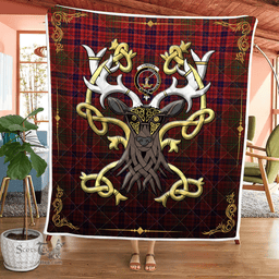 Scottish Lumsden Clan Badge Tartan Celtic Deer - Tartan Plaid Quilt - Scottish Quilt Scottish Plaid Tartan Plaid - ScotsTee - scotstee.com
