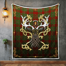 Scottish Callander Clan Badge Tartan Celtic Deer - Tartan Plaid Quilt - Scottish Quilt Scottish Plaid Tartan Plaid - ScotsTee - scotstee.com