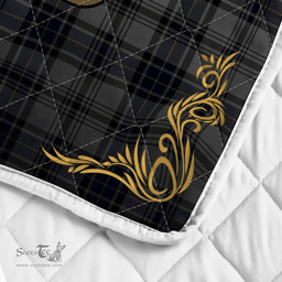 Scottish Hannay Clan Badge Tartan Celtic Deer - Tartan Plaid Quilt - Scottish Quilt Scottish Plaid Tartan Plaid - ScotsTee - scotstee.com
