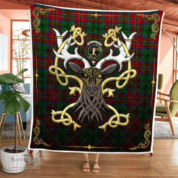 Scottish Macculloch Clan Badge Tartan Celtic Deer - Tartan Plaid Quilt - Scottish Quilt Scottish Plaid Tartan Plaid - ScotsTee - scotstee.com