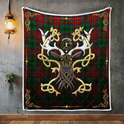 Scottish Macculloch Clan Badge Tartan Celtic Deer - Tartan Plaid Quilt - Scottish Quilt Scottish Plaid Tartan Plaid - ScotsTee - scotstee.com