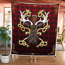 Scottish Drummond Clan Badge Tartan Celtic Deer - Tartan Plaid Quilt - Scottish Quilt Scottish Plaid Tartan Plaid - ScotsTee - scotstee.com