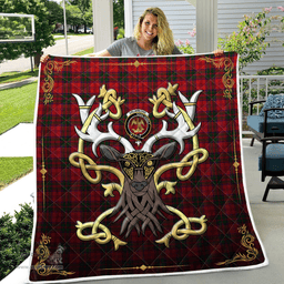 Scottish Drummond Clan Badge Tartan Celtic Deer - Tartan Plaid Quilt - Scottish Quilt Scottish Plaid Tartan Plaid - ScotsTee - scotstee.com
