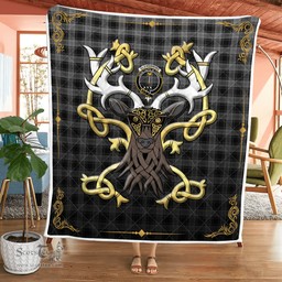 Scottish Glendinning Clan Badge Tartan Celtic Deer - Tartan Plaid Quilt - Scottish Quilt Scottish Plaid Tartan Plaid - ScotsTee - scotstee.com