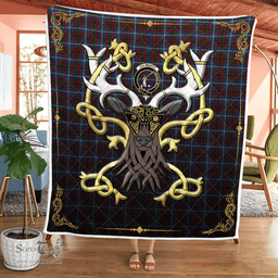 Scottish Dalmahoy Clan Badge Tartan Celtic Deer - Tartan Plaid Quilt - Scottish Quilt Scottish Plaid Tartan Plaid - ScotsTee - scotstee.com