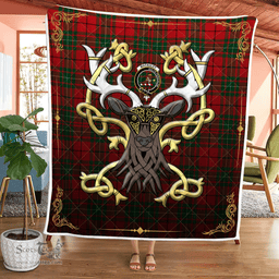 Scottish Macauley Clan Badge Tartan Celtic Deer - Tartan Plaid Quilt - Scottish Quilt Scottish Plaid Tartan Plaid - ScotsTee - scotstee.com