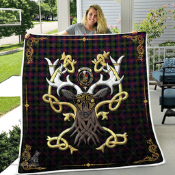 Scottish Maclennan Clan Badge Tartan Celtic Deer - Tartan Plaid Quilt - Scottish Quilt Scottish Plaid Tartan Plaid - ScotsTee - scotstee.com
