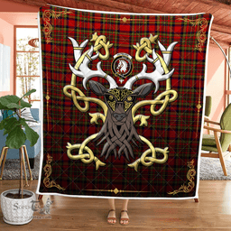 Scottish Hepburn Clan Badge Tartan Celtic Deer - Tartan Plaid Quilt - Scottish Quilt Scottish Plaid Tartan Plaid - ScotsTee - scotstee.com