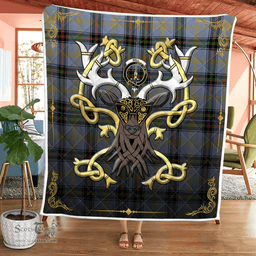 Scottish Bell Clan Badge Tartan Celtic Deer - Tartan Plaid Quilt - Scottish Quilt Scottish Plaid Tartan Plaid - ScotsTee - scotstee.com