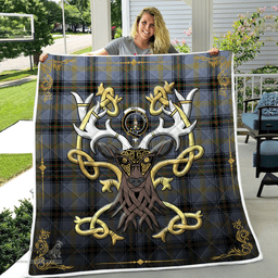 Scottish Bell Clan Badge Tartan Celtic Deer - Tartan Plaid Quilt - Scottish Quilt Scottish Plaid Tartan Plaid - ScotsTee - scotstee.com