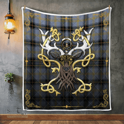 Scottish Bell Clan Badge Tartan Celtic Deer - Tartan Plaid Quilt - Scottish Quilt Scottish Plaid Tartan Plaid - ScotsTee - scotstee.com