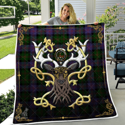 Scottish Blair Clan Badge Tartan Celtic Deer - Tartan Plaid Quilt - Scottish Quilt Scottish Plaid Tartan Plaid - ScotsTee - scotstee.com