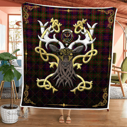 Scottish Carnegie Clan Badge Tartan Celtic Deer - Tartan Plaid Quilt - Scottish Quilt Scottish Plaid Tartan Plaid - ScotsTee - scotstee.com
