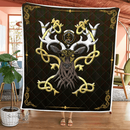 Scottish Gray Clan Badge Tartan Celtic Deer - Tartan Plaid Quilt - Scottish Quilt Scottish Plaid Tartan Plaid - ScotsTee - scotstee.com
