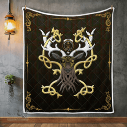 Scottish Gray Clan Badge Tartan Celtic Deer - Tartan Plaid Quilt - Scottish Quilt Scottish Plaid Tartan Plaid - ScotsTee - scotstee.com