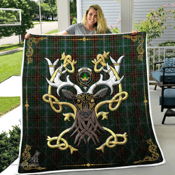 Scottish Gayre Clan Badge Tartan Celtic Deer - Tartan Plaid Quilt - Scottish Quilt Scottish Plaid Tartan Plaid - ScotsTee - scotstee.com