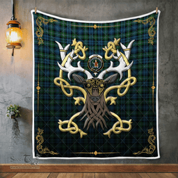 Scottish Lyon Clan Badge Tartan Celtic Deer - Tartan Plaid Quilt - Scottish Quilt Scottish Plaid Tartan Plaid - ScotsTee - scotstee.com
