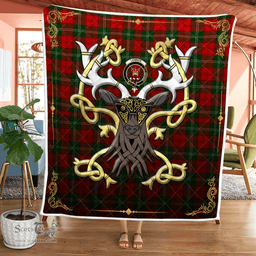 Scottish Lennox Kincaid Clan Badge Tartan Celtic Deer - Tartan Plaid Quilt - Scottish Quilt Scottish Plaid Tartan Plaid - ScotsTee - scotstee.com