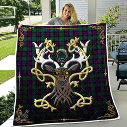 Scottish Macarthur Clan Badge Tartan Celtic Deer - Tartan Plaid Quilt - Scottish Quilt Scottish Plaid Tartan Plaid - ScotsTee - scotstee.com
