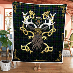 Scottish Mackenzie Clan Badge Tartan Celtic Deer - Tartan Plaid Quilt - Scottish Quilt Scottish Plaid Tartan Plaid - ScotsTee - scotstee.com