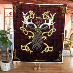 Scottish Cameron Clan Badge Tartan Celtic Deer - Tartan Plaid Quilt - Scottish Quilt Scottish Plaid Tartan Plaid - ScotsTee - scotstee.com