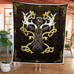 Scottish Cochrane Clan Badge Tartan Celtic Deer - Tartan Plaid Quilt - Scottish Quilt Scottish Plaid Tartan Plaid - ScotsTee - scotstee.com