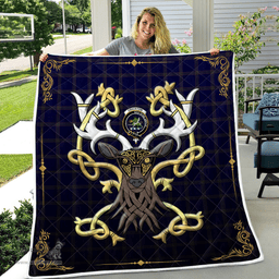 Scottish Crichton Clan Badge Tartan Celtic Deer - Tartan Plaid Quilt - Scottish Quilt Scottish Plaid Tartan Plaid - ScotsTee - scotstee.com