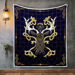 Scottish Crichton Clan Badge Tartan Celtic Deer - Tartan Plaid Quilt - Scottish Quilt Scottish Plaid Tartan Plaid - ScotsTee - scotstee.com
