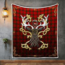 Scottish Macdonald Of Sleat Clan Badge Tartan Celtic Deer - Tartan Plaid Quilt - Scottish Quilt Scottish Plaid Tartan Plaid - ScotsTee - scotstee.com