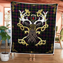 Scottish Logan Clan Badge Tartan Celtic Deer - Tartan Plaid Quilt - Scottish Quilt Scottish Plaid Tartan Plaid - ScotsTee - scotstee.com