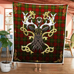 Scottish Leask Clan Badge Tartan Celtic Deer - Tartan Plaid Quilt - Scottish Quilt Scottish Plaid Tartan Plaid - ScotsTee - scotstee.com