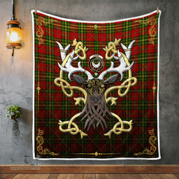 Scottish Leask Clan Badge Tartan Celtic Deer - Tartan Plaid Quilt - Scottish Quilt Scottish Plaid Tartan Plaid - ScotsTee - scotstee.com