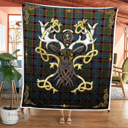 Scottish Glass Clan Badge Tartan Celtic Deer - Tartan Plaid Quilt - Scottish Quilt Scottish Plaid Tartan Plaid - ScotsTee - scotstee.com